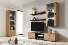 MEBLOŚCIANKA SOHO 6 DĄB LEFKAS + CZARNY